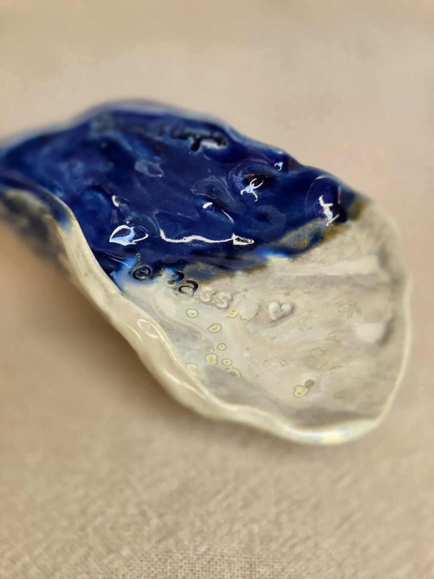 Coupelle huître "Le Bassin" cobalt/gris