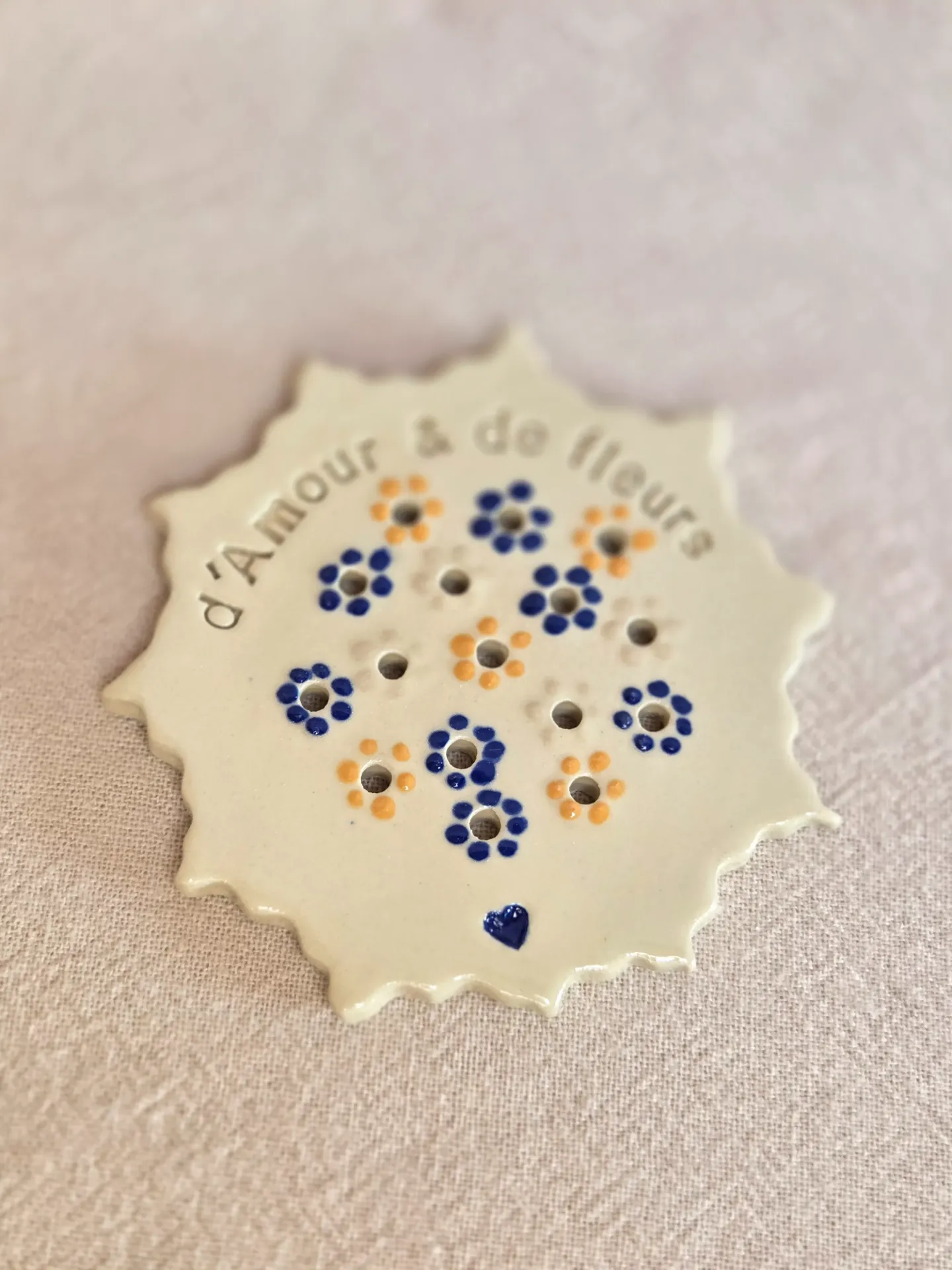 Pique-fleurs "d'Amour & de fleurs" cobalt