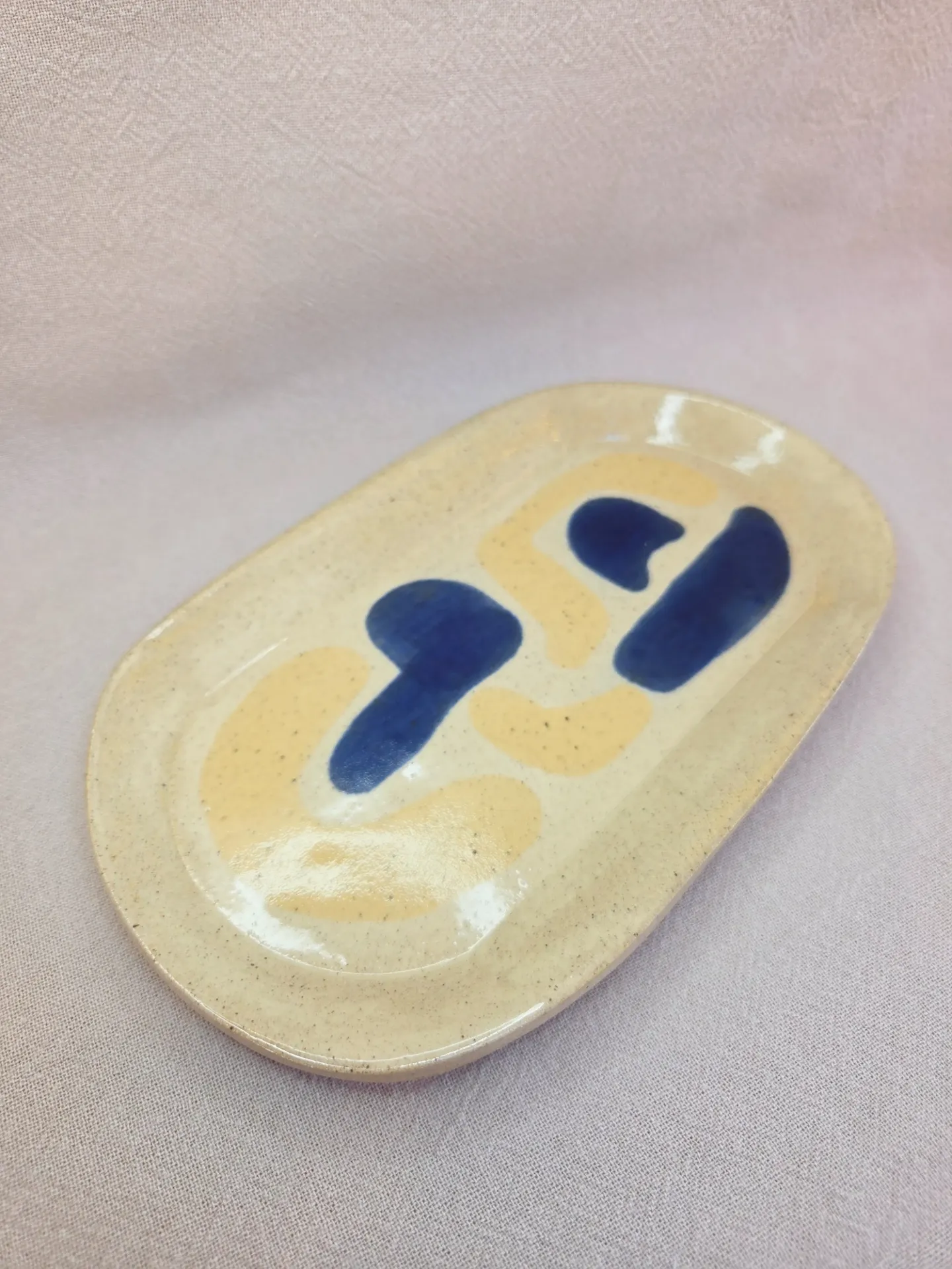 Le vide poche S "Fragments d'été" cobalt/citron